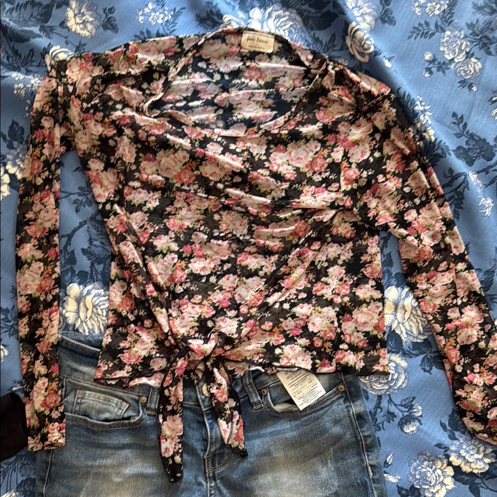 H&M Pink Wrap Tie Front Blouse